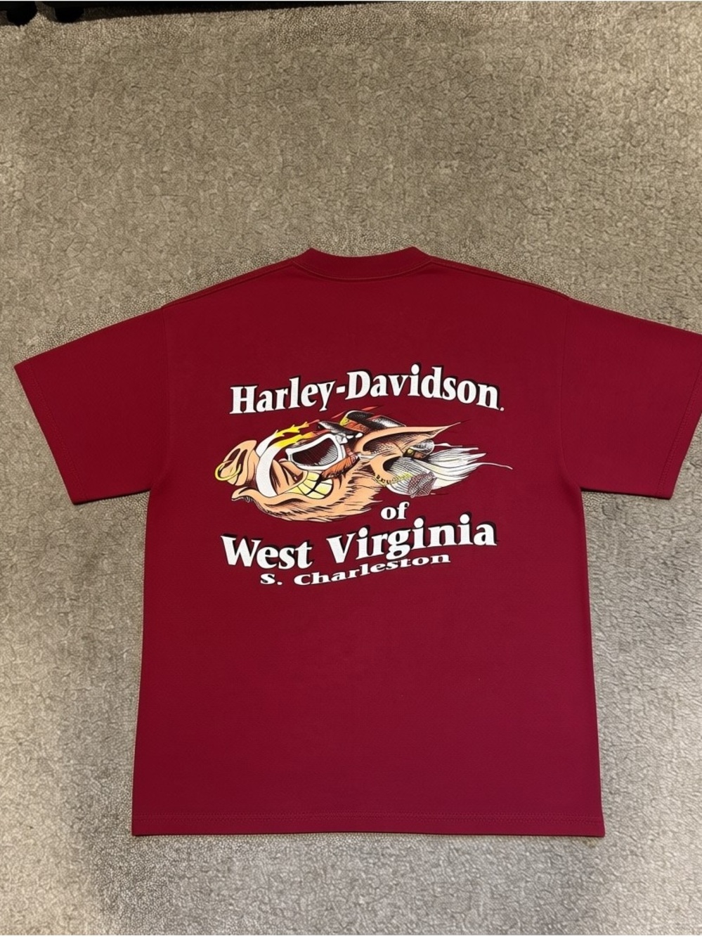 Vintage Men's Red Graphic Short-Sleeve Tee - Harley Davidson Eagle - Picture 5 of 5
